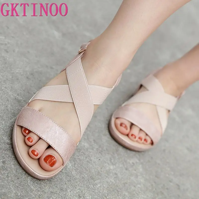 

GKTINOO 2021 Summer Women Sandals Shoes Woman Vintage Ladies Flat Gladiator Sandals Shoes Platform zapatos mujer