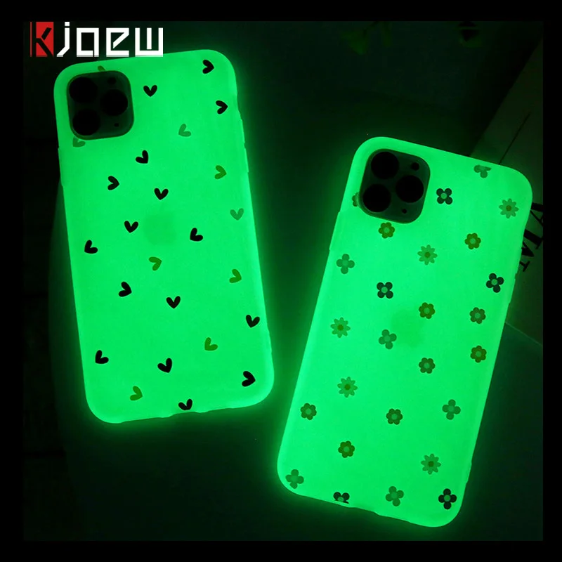 KJOEW Прозрачный светящийся чехол для телефона s iPhone 11 Pro Max X XR XS 7 8 6 6s Plus цветы Мягкий