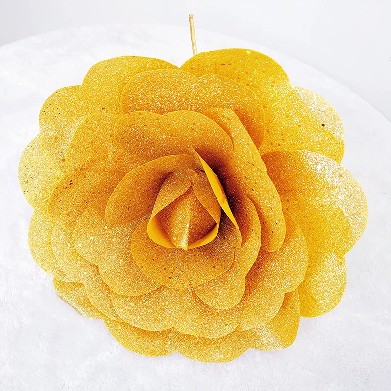 Новый яркий большой цветок розы искусственный блестящий порошок рождественские