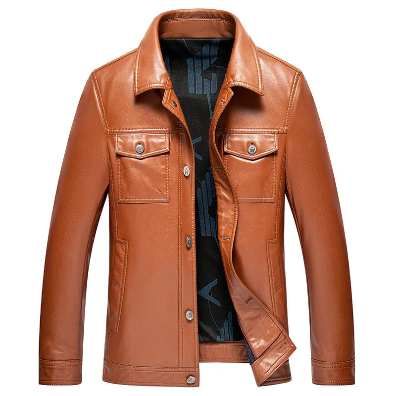 Men's Leather Jackets Fashion PU Coats Slim Outerwear Tide Thicked Outer Mens Clothing XXXXL
