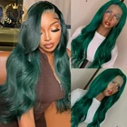 Topnormantic зеленый цвет 13X 4 кружевной передний женский парик с кудрявыми волосами 4x4