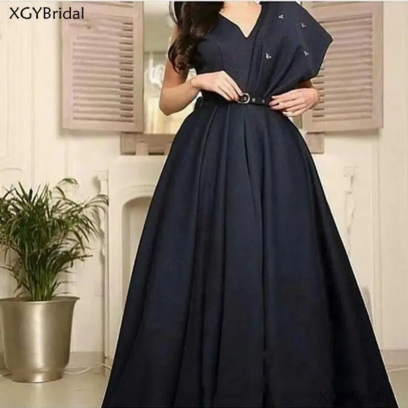 

New Arrival V Neck Black Evening Dresses 2023 Abiye Ever Pretty Cheap Evening Gown Robe de Soiree Arabic Long Dress Vestidos