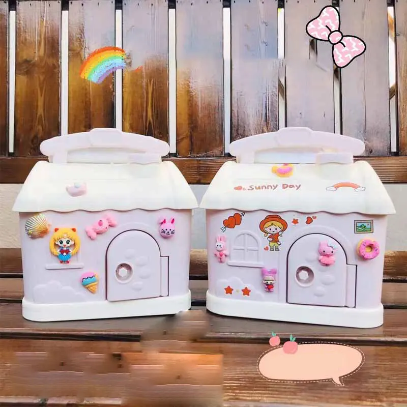 

Cute Cartoon House Money Box With 3D Sticker Piggy Bank For Kids Adults Big Size Savings Box For Coins Banknotes Birthday Gift