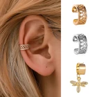 1 шт. полые геометрические клипсы для ушей без отверстий для ушей застежка для ушей в этническом стиле Простые серьги в стиле панк с узором для ногтей клипсы для женщин