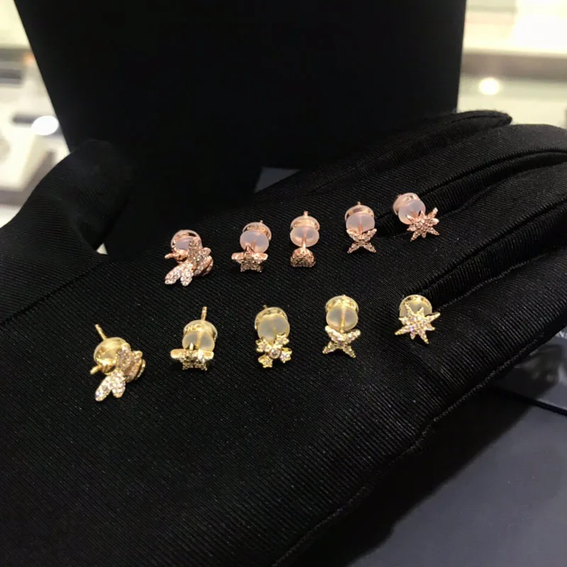 UMGODLY Luxury Brand 5pcs/set Gold Color Cross Star Bee Stud Earrings Pave 3A Zircon CZ Women Fashion Jewelry | Украшения и