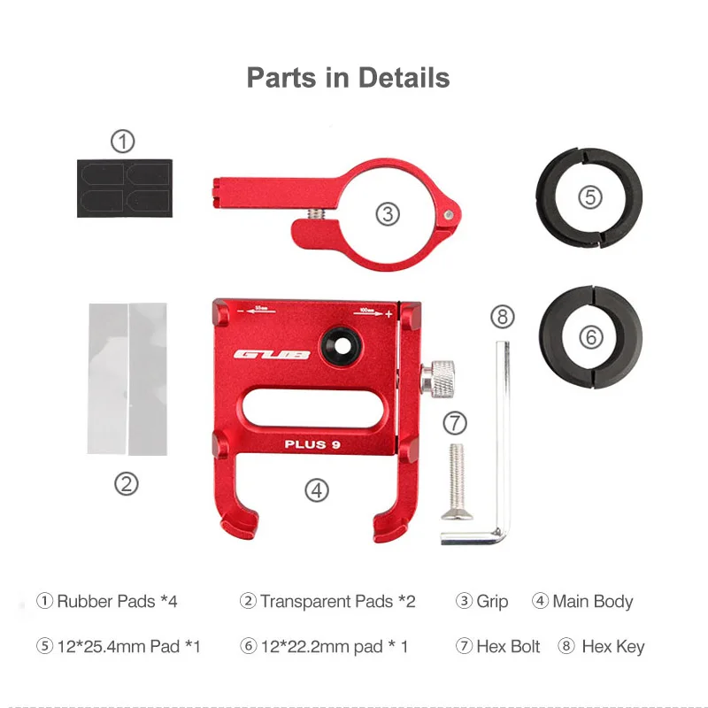 

GUB PLUS 9 Bike Phone Holder Bicycle Handlebar 3.5-6.2 Inch Mobile Phone Fixing Bracket Adjustable 360 Rotating Alloy Bracket