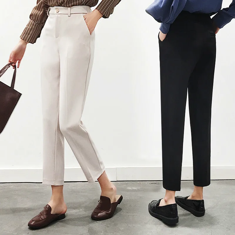 

Женские модные однотонные повседневные брюки с высокой талией, офисные дамские шаровары, женские брюки на молнии, весна-лето 2021