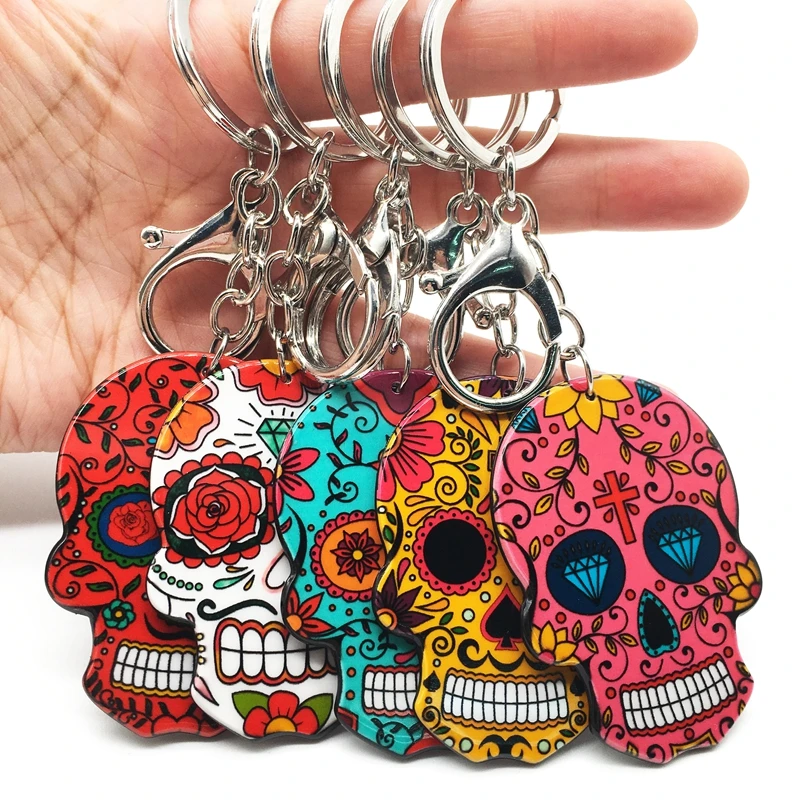 Брелок с черепом Calavera мексиканский милый сладкий сахар череп большой Омар брелок для ключей Хэллоуин акриловые бусины в форме черепа брелок сумка Подвески