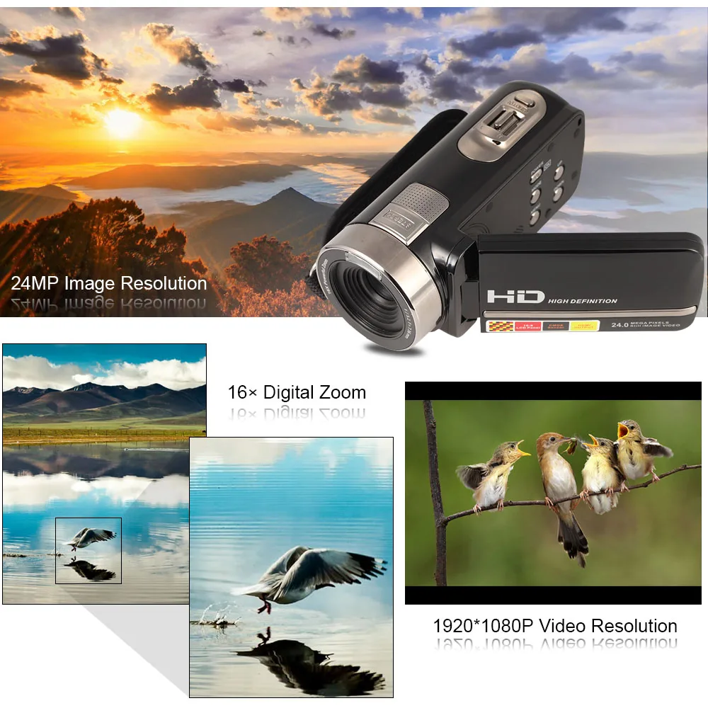 

Digital Video Camera Camcorder LCD Touch Screen DV 1080P Full HD Support for Digital Zoom DVR Remote Control with Screw Hole