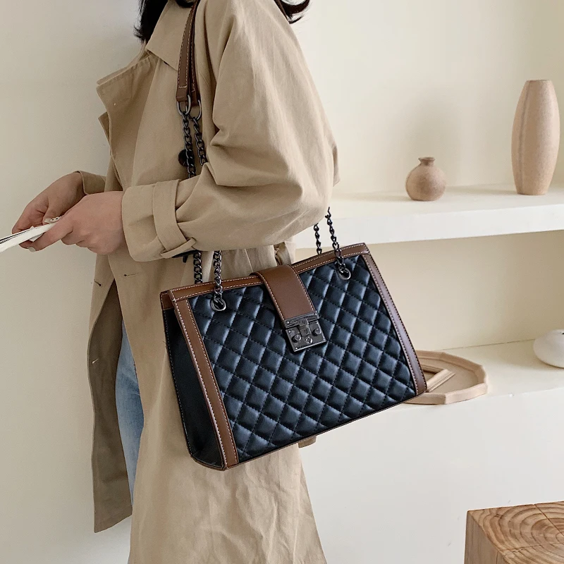 Модная элегантная стеганая сумка через плечо женская кожаная сумка-тоут Женская
