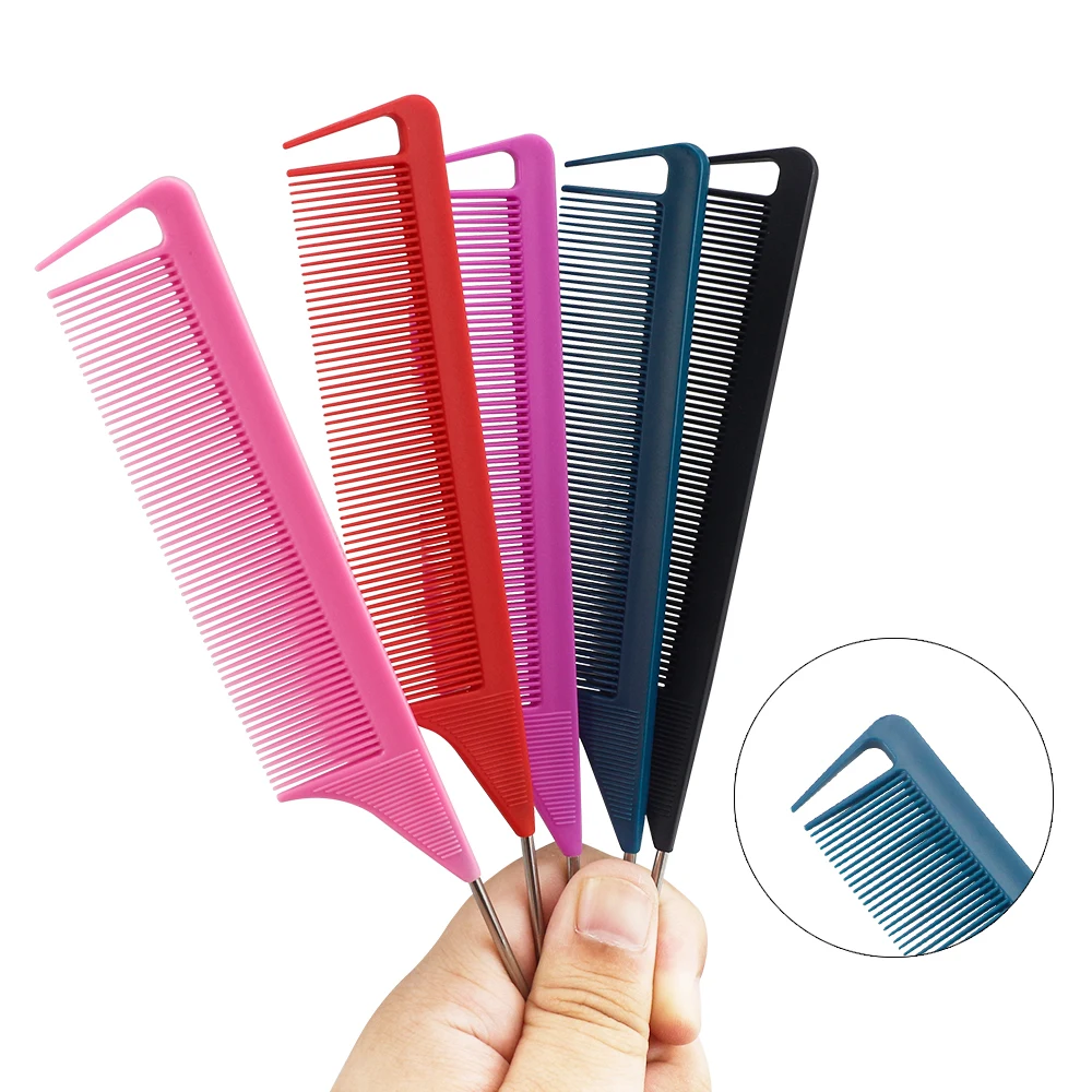 

Fine Tooth Comb Metal Pin Tail Anti Static Comb Hair Styling Rat Tail Comb Heat Resistant Professional Hair Tool Barber Supplies
