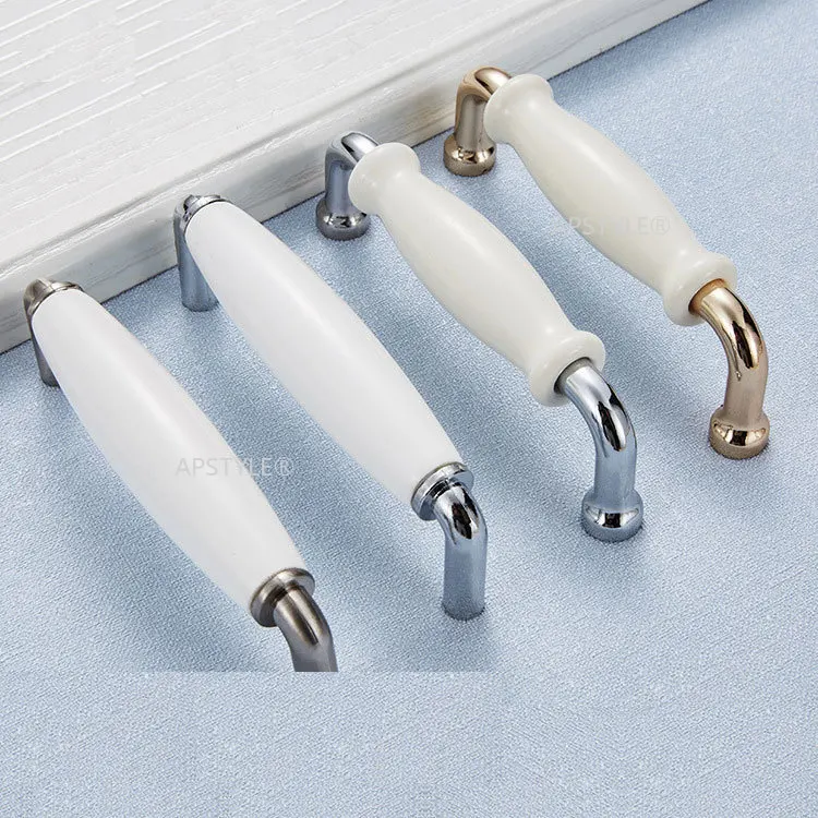 

White Zinc Alloy Cupboard Cabinet Knob Nordic Style Wardrobe Dresser Hardware Drawer Kitchen Pull Sliding door Handle