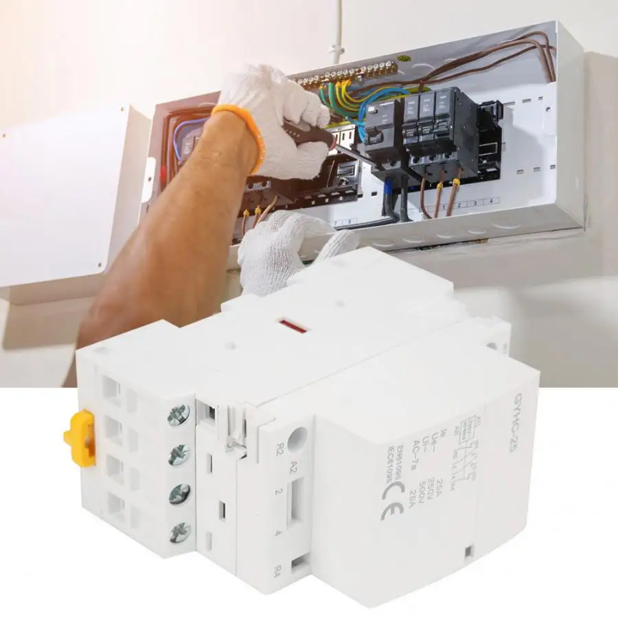 4P 25A 220V 50Hz Мини AC контактор для дома din рейку монтаж бытовой модульный