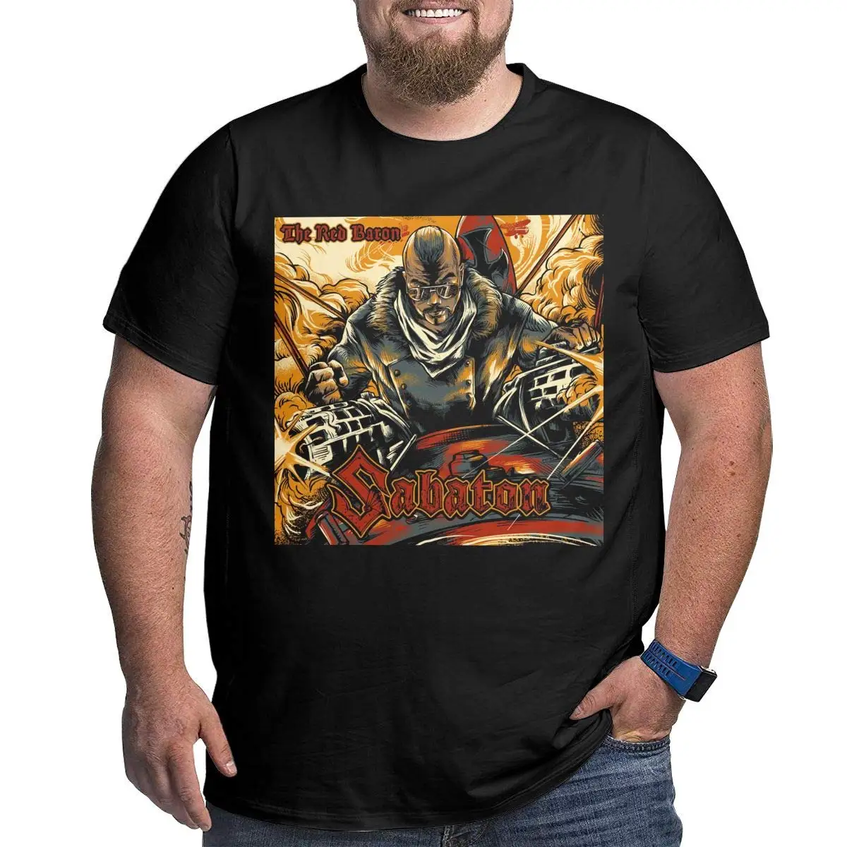 RaymondGleason Sabaton Для мужчин для больших и высоких круглый вырез горловины с оборками
