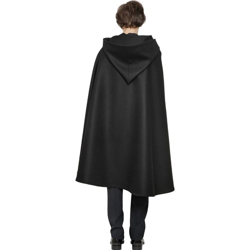 

Black Cape Cloak Woolen Coat Coat Men's Winter Hooded Long Bat Windbreaker Woolen Cloak Men Winter Coat Wool Coat Overcoat