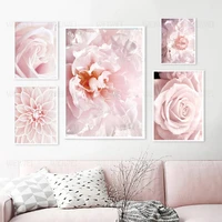 modern style pink floral poster girly heart petals hd printing home wall art decoration for bedroom and living room frameless