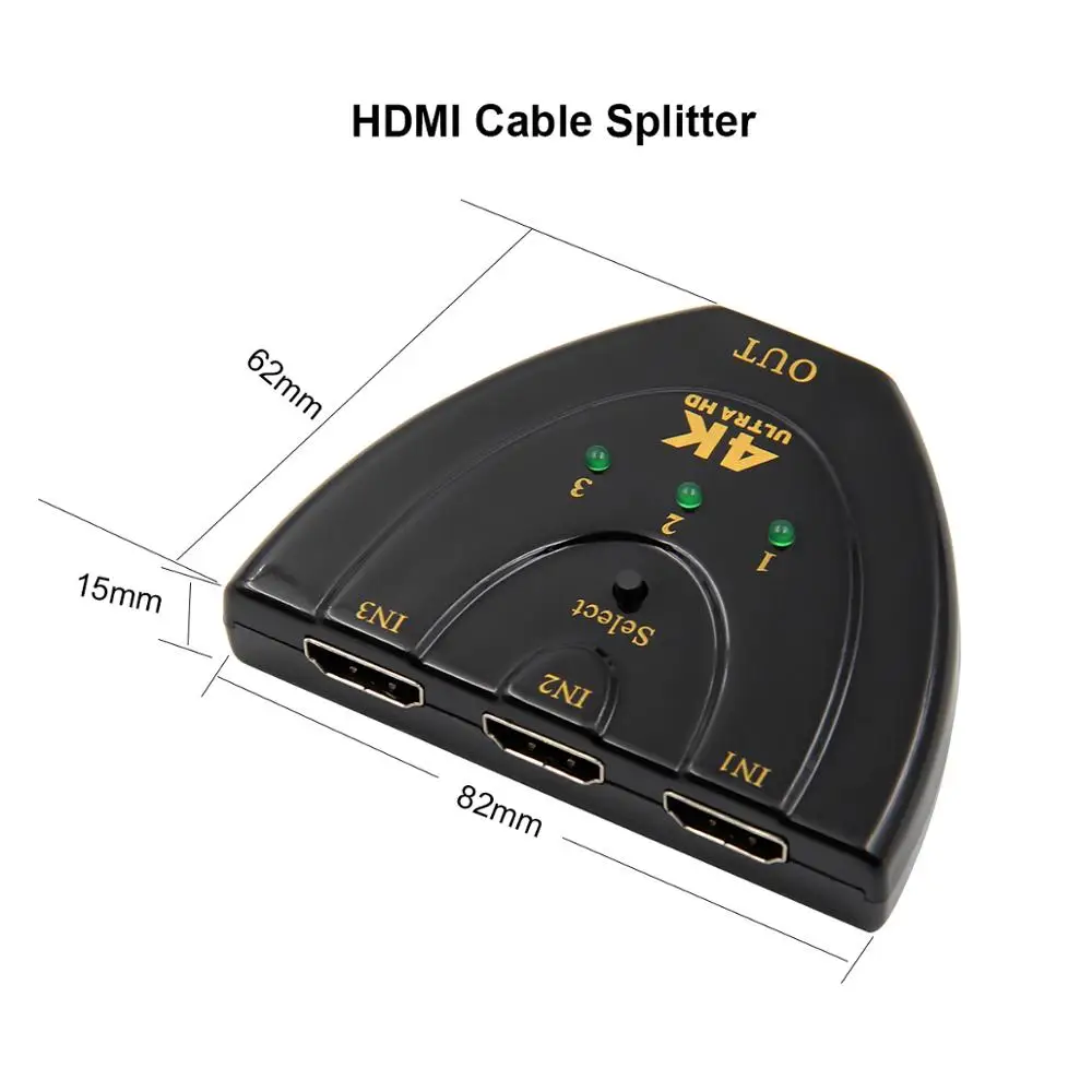 Автоматический HDMI совместимый коммутатор 4K * 2K 3D Mini сплиттер 3 в 1 порт