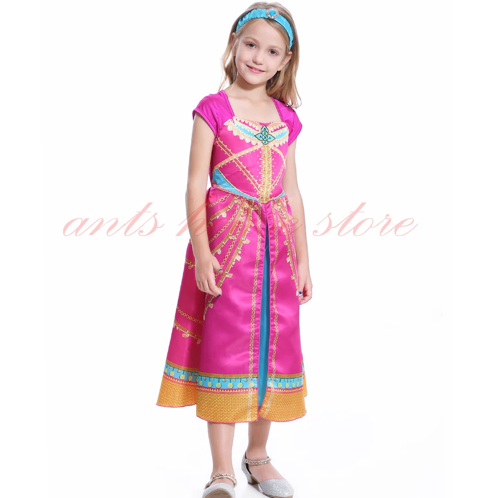 Aladdin Costume Jasmine Dress Pink Fuchsia Outfit For Kids | Тематическая одежда и униформа