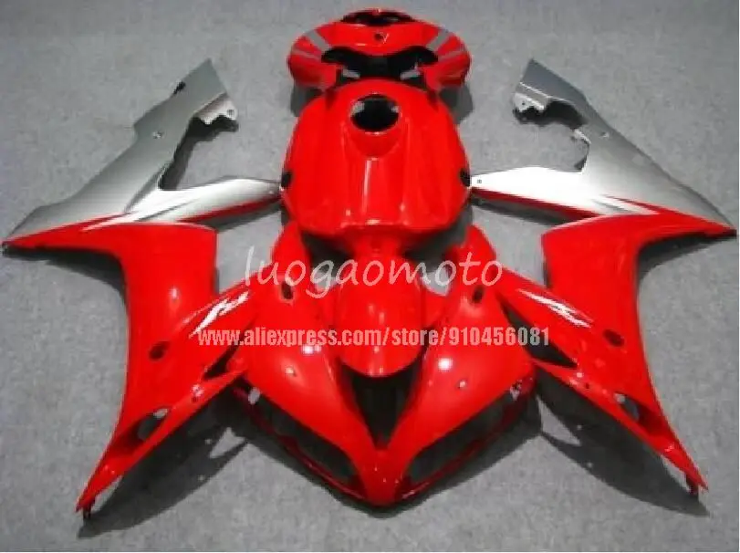 

Обвесы + резервуар для воды, серебристый, красный цвета YAMAHA YZF R1 YZF 1000 YZFR1 04 05 06 YZF1000 кузов YZF-R1 YZF R1 2004 2005 2006 обтекатели комплект
