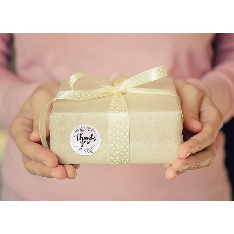 

500 Pcs Round Natural Kraft Thank You Sticker Seal Labes Gift Hand Made with Love Stickers Scrapbooking Stationery Sticker Roll