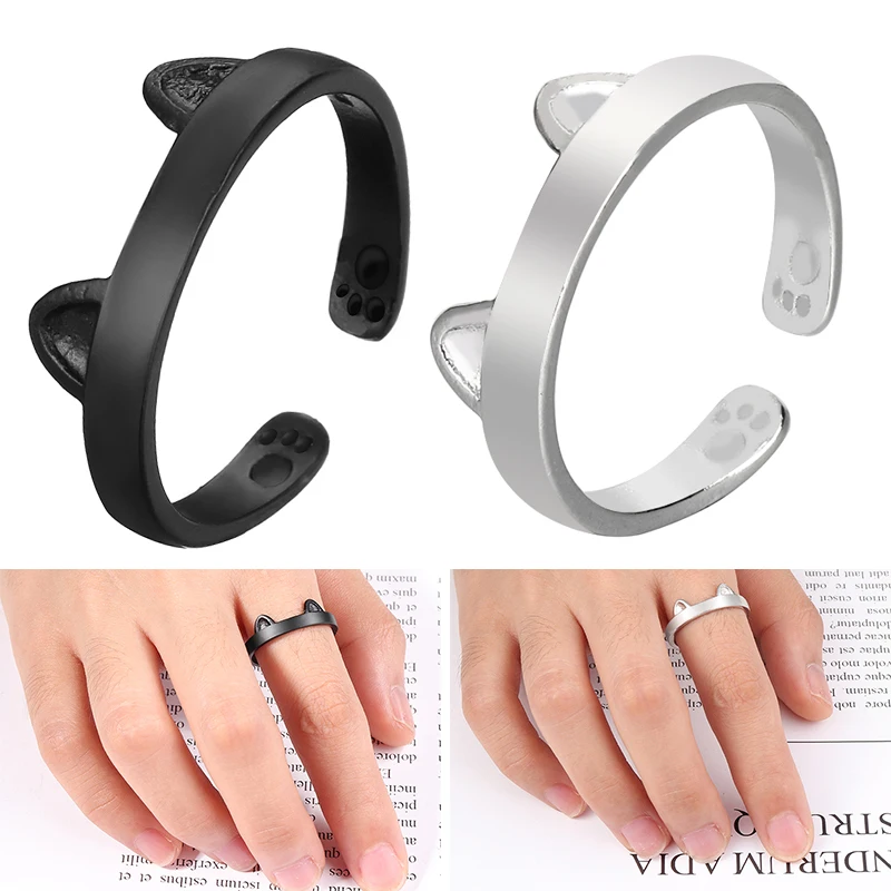 Кольцо с кошачьими ушками женское регулируемое романтическое открытое