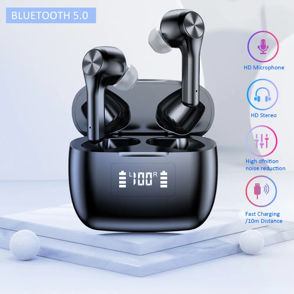 T9 tws pro беспроводные наушники fone de ouvido bluetooth спортивные с ЖК дисплеем чехол для