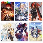 Алмазная живопись 5D сделай сам, Аниме игра, полная вышивка, алмазная вышивка Genshin, постеры с эффектом удара, мозаика, вышивка крестиком, декор ручной работы Zs011