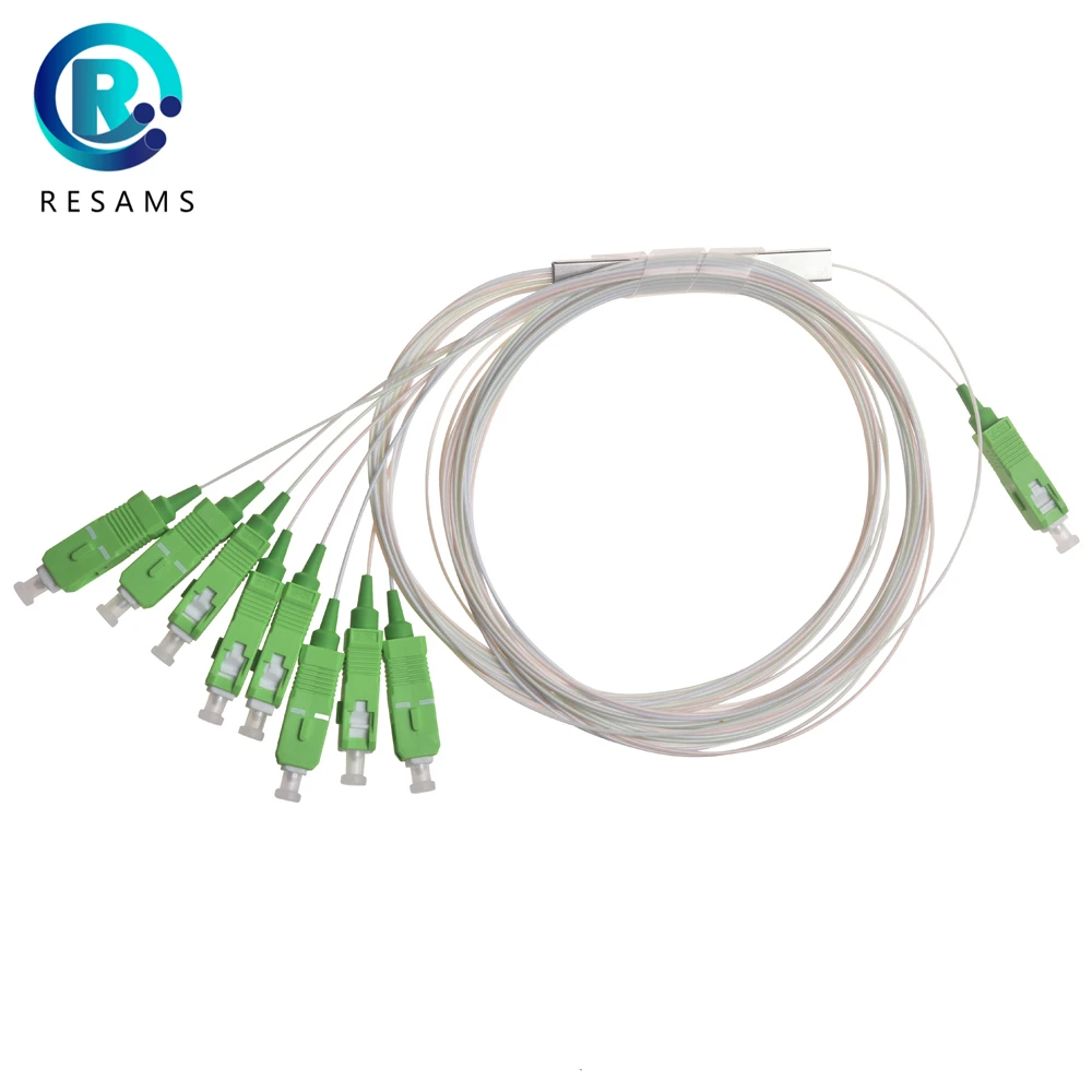 Resams Steel Tube Type SC APC 1*8 Zonder Connector Kleine Volume Glasvezel Splitter Single Mode Padditional Verlies Stabiliteit