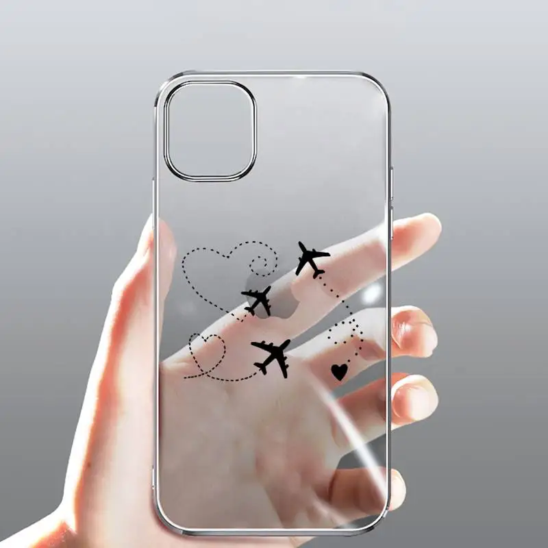 

World Map Travel Phone Case Transparent for Clear iPhone case 11 12 mini pro XS MAX 8 7 6 6S Plus X 5S SE 2020 XR