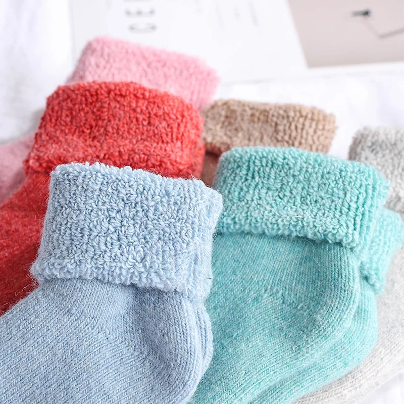 Calcetines gruesos de lana aut&eacute;ntica para beb&eacute;s, medias suaves y c&aacute;lidas para ni&ntilde;os de 0 a 7 a&ntilde;os, para Oto&ntilde;o e Invierno-3
