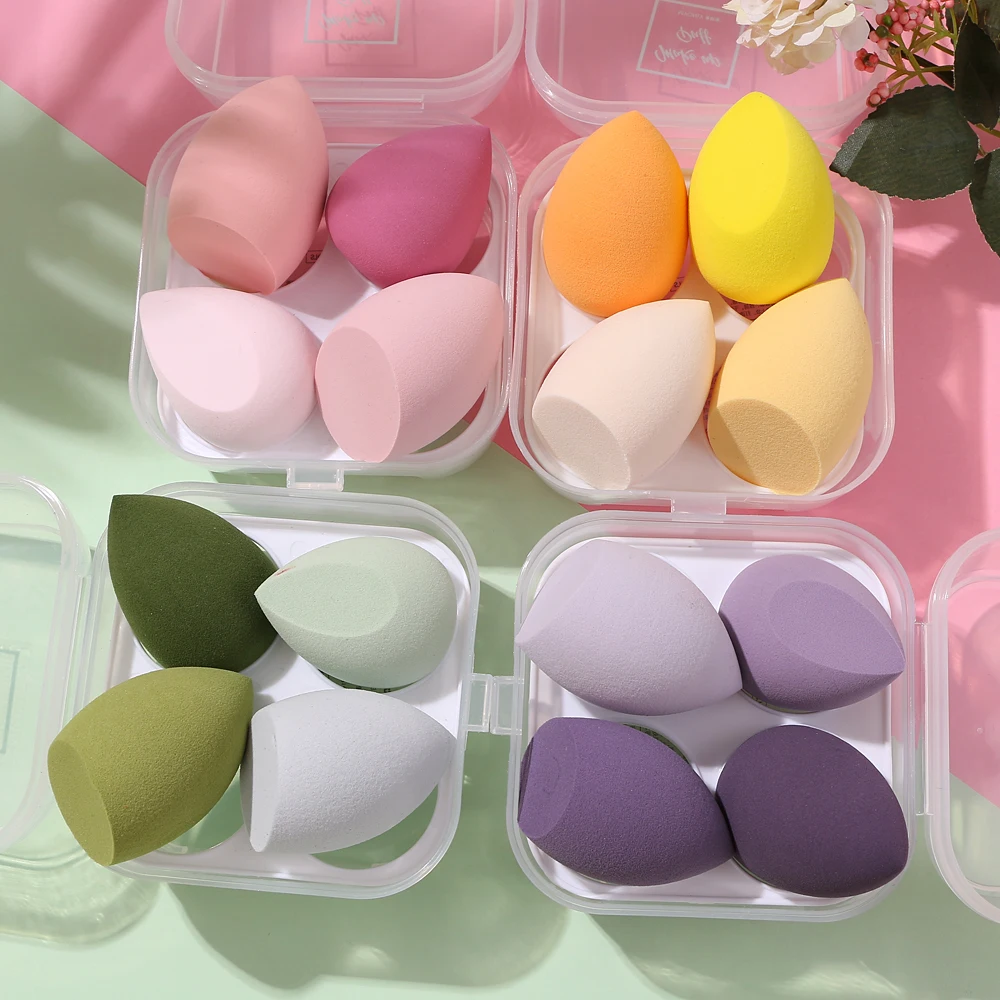 

4/pcs New Beauty Egg Set Gourd Water Drop Puff Makeup Puff Set Colorful Cushion Cosmestic Sponge Egg Tool Wet and Dry Use
