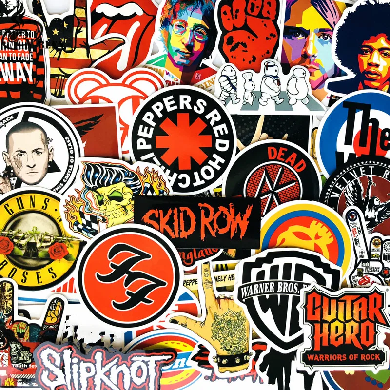52 шт./лот, Ретро рок-группа, музыкальные наклейки, Grean Day RHCP Dead Kennedys, для гитары, чемодана, скейтборда, сделай сам, водонепроницаемые наклейки