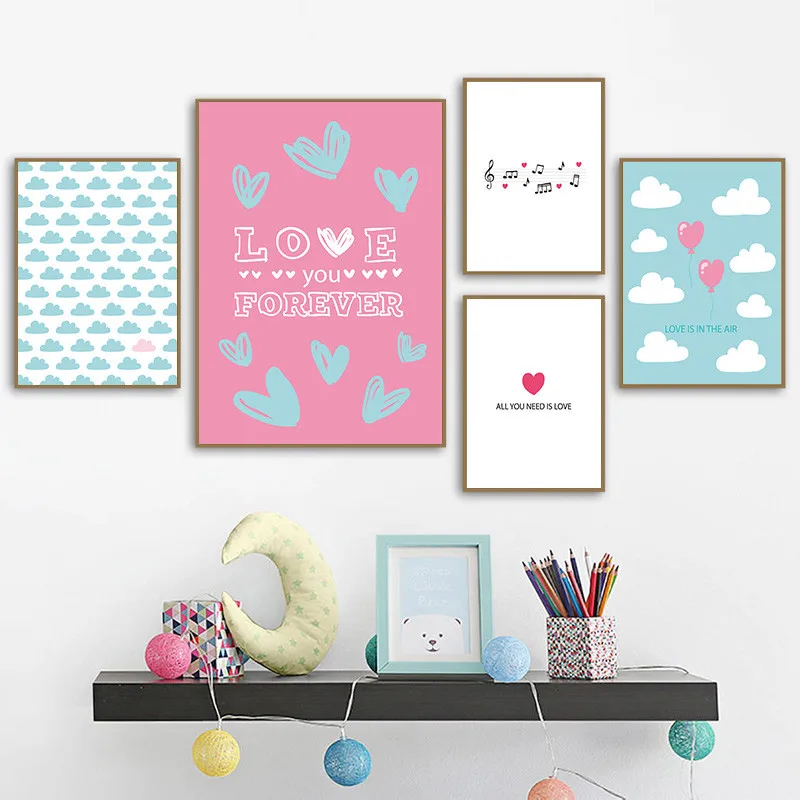 Скандинавская живопись на холсте Ins печать любовь цитата постер облако воздушные