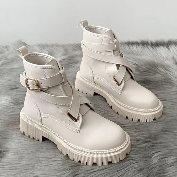 

Leather Boots Women Chunky Motorcycle Shoes 2021 Fashion New High Heels Black Women Boots Modern Fall Shoes Zapatos De Mujer