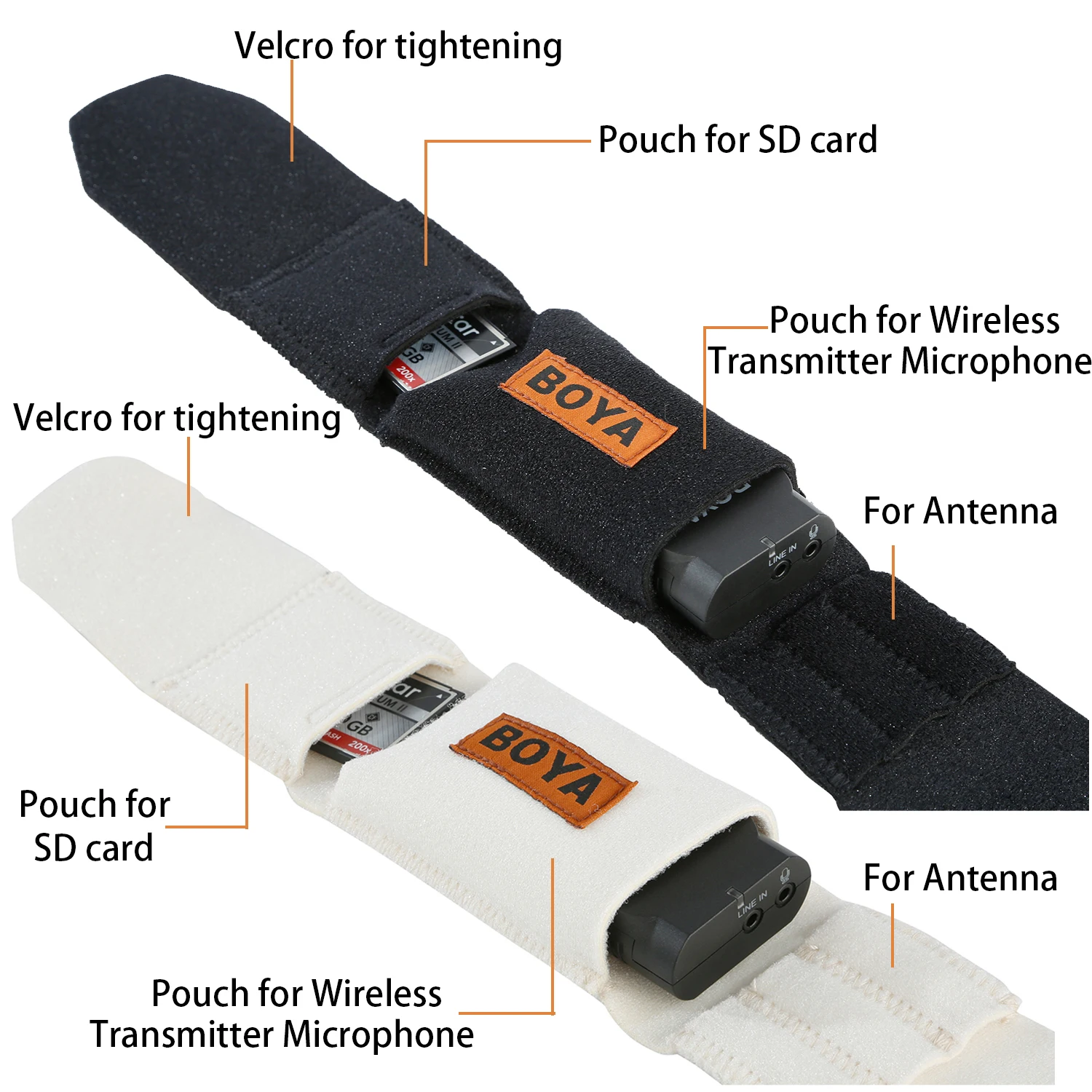 BOYA BY-MB2 2pcs Professional 610mm Dual Belts Set Bodypack Carrier Straps for Hiding Wireless Condenser Microphone Transmitter