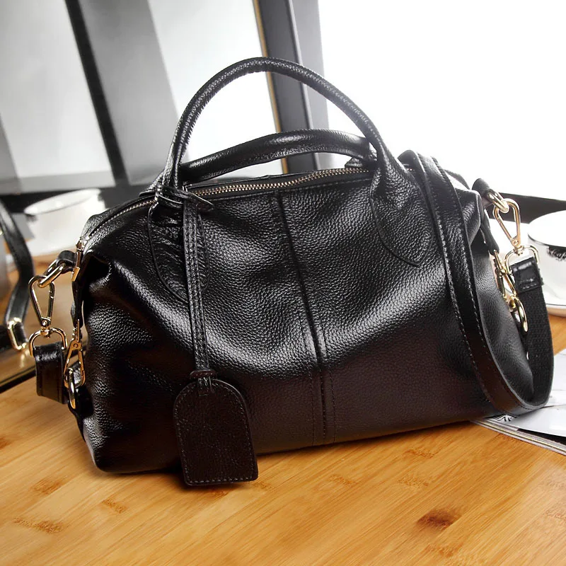 

Boston Leather Portable Messenger Bag 2021 New Fashion Tote Bags for Women Wild Simple Large Capacity Shoulder Bag Sac Uxe Femme