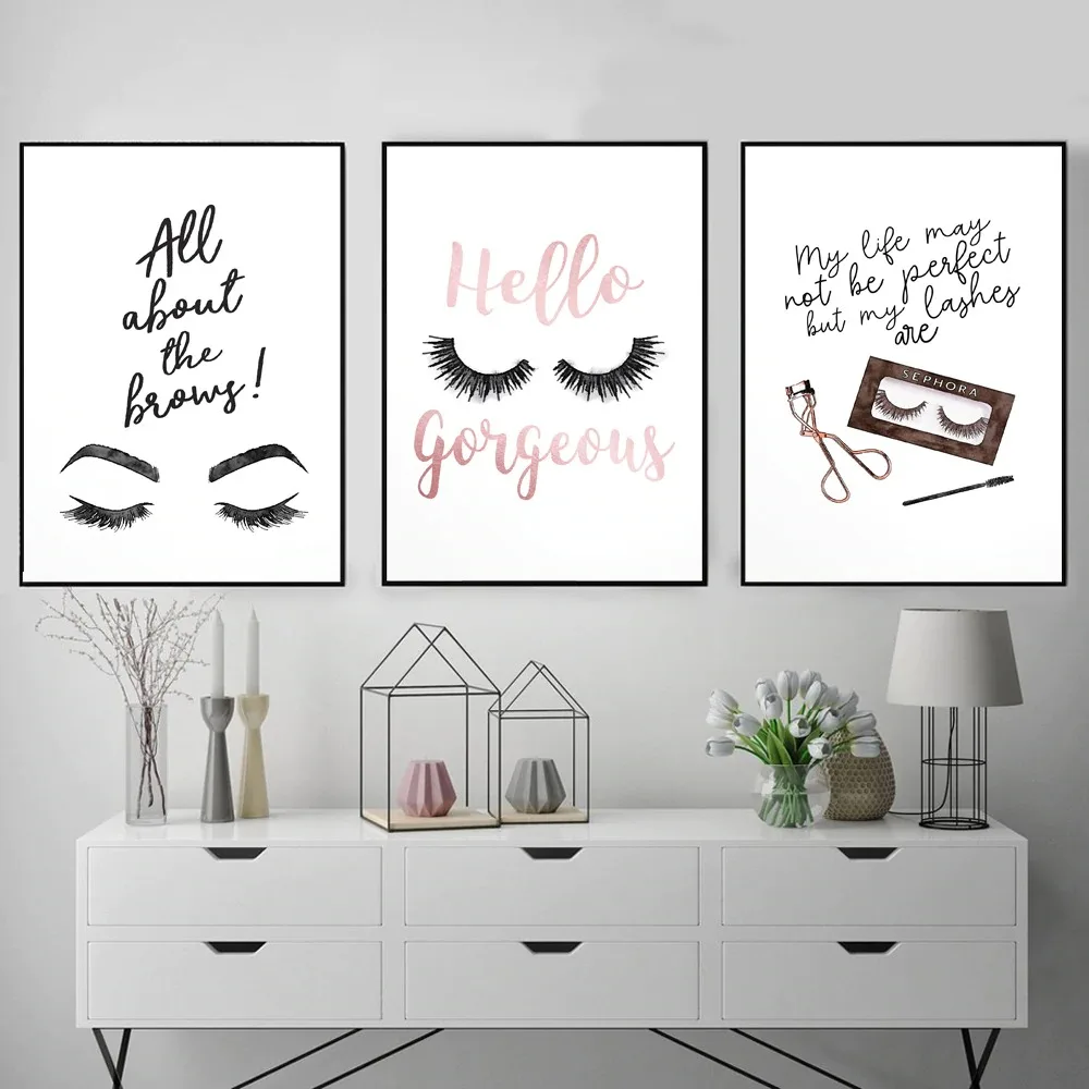 Современные настенные художественные ресницы с цитатой постер пачка холст