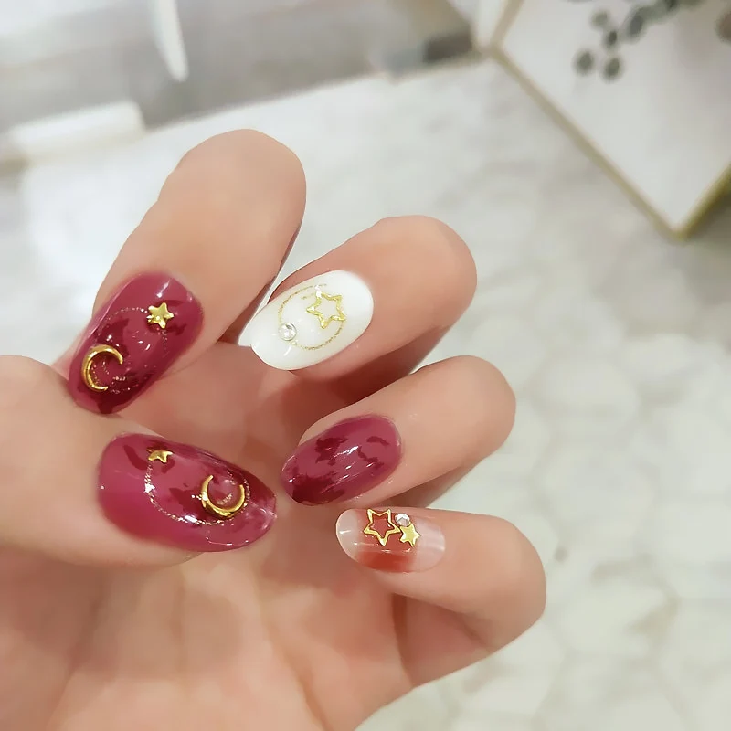 style4 24 шт., цветные декоративные накладки на ногти для свадьбы, невесты, искусственные накладки на ногти с клеем для девочек - Цвет: style4