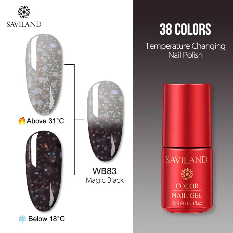 7ml WB83 Saviland 7 мл Тепловая температура изменение УФ-гель для ногтей изменение настроения Хамелеон Гель лак для ногтей цветной гель лак - Цвет: 7ml WB83