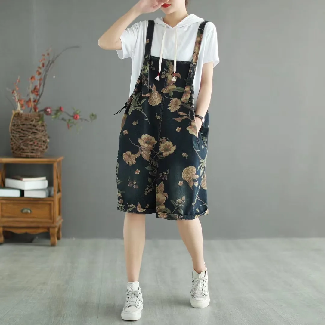 

Donsignet Fashion Jumpsuit Women Summer Women's Jeans Peony Print Rompers Womens Jumpsuit Shorts Women Jumpsuits