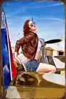 Военная тема металлические знаки Pinup девушка самолёт сексуальная леди 8x1 2 винтажная Военная фотосессия Домашняя мужская пещера