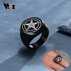 Мужские кольца с выгравированным знаком Vnox, черные кольца из нержавеющей стали в стиле рок, панк, ювелирные изделия на заказ