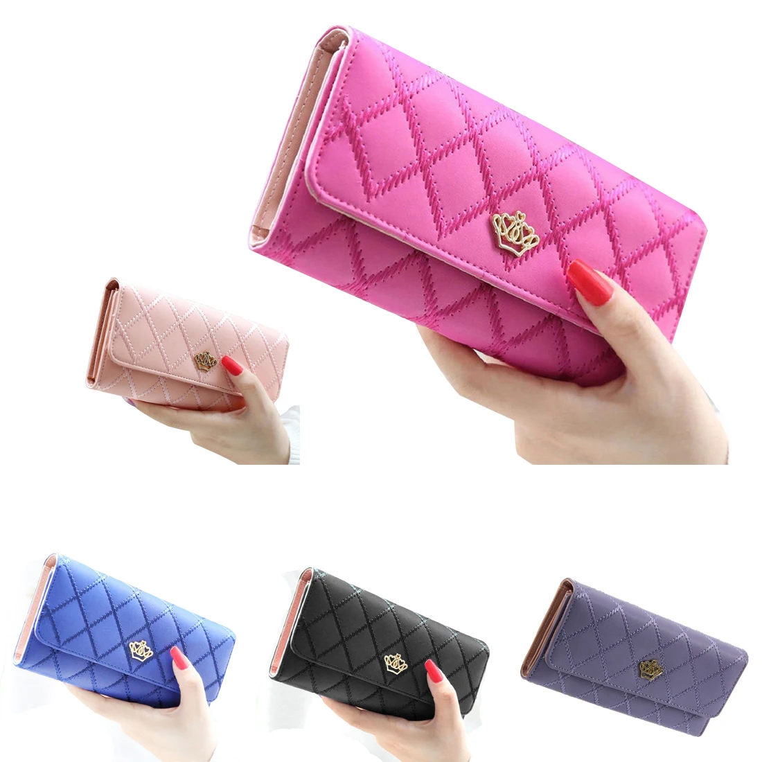 

Хит kf-женский длинный клатч кошелек сумка кожаная сумка держатель для карт кошелек черный