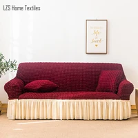 lace plaid pattern sofa cover seersucker skirt sofa cover for living room elastic couch cover sofa slipcover 1234 seater