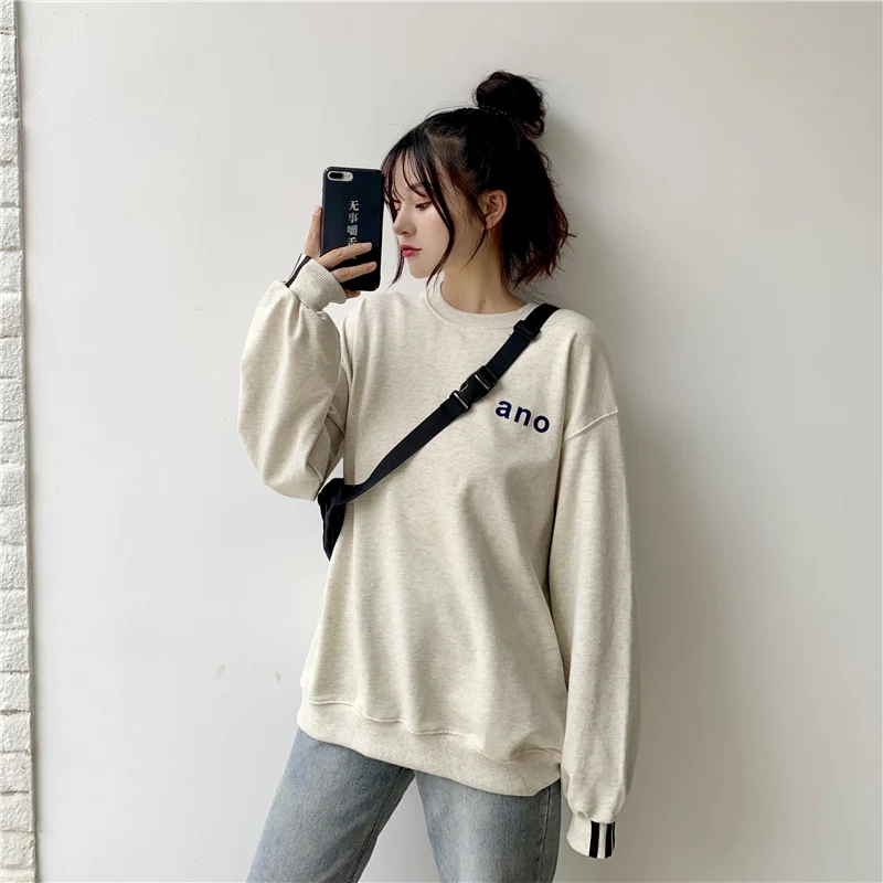 

Harteen Spring Autumn Sweatshirts Thin Section y2k Harajuku Vintage Pullover Hoodies Loose Letters Women Long Sleeve Femme Top