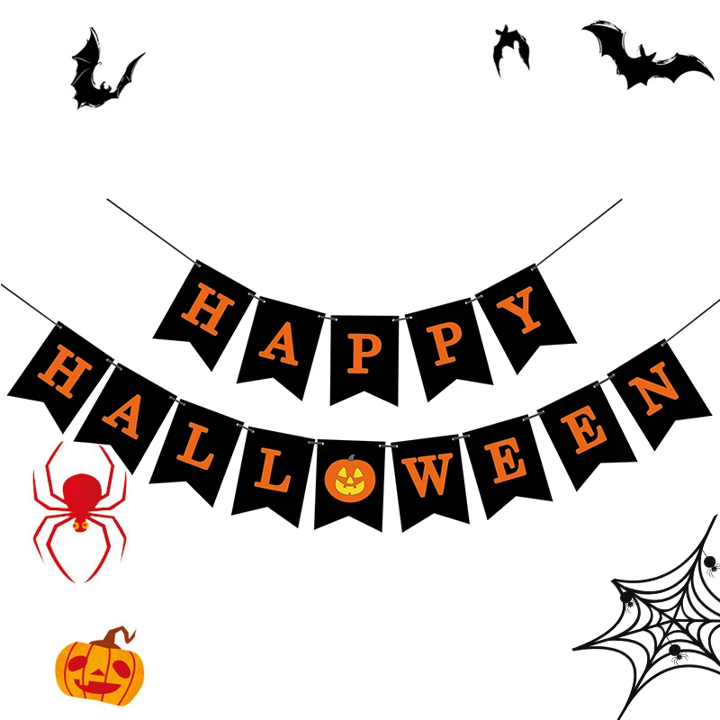 

Halloween Decoration Happy Halloween Bunting Banner Haunted House Prop Happy Halloween Paper Garland Pennants Wall Flags JL0103