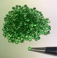 pirmiana mid color machine cut high quality natural tasvorite green gemstone round 0 70 2 50mm for diy jewelry making