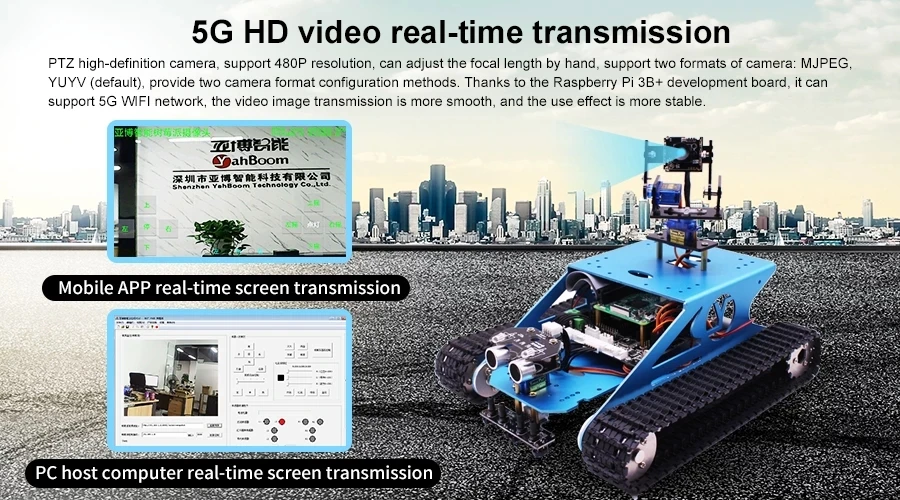 Yahboom умный автомобиль G1 умный Танк робот комплект RC автомобиль с wifi камерой для Raspberry Pi 4B/3B