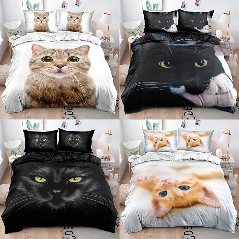 

3D кошечки пододеяльник Твин Полный Queen King Size постельное бельё домашний текстиль
