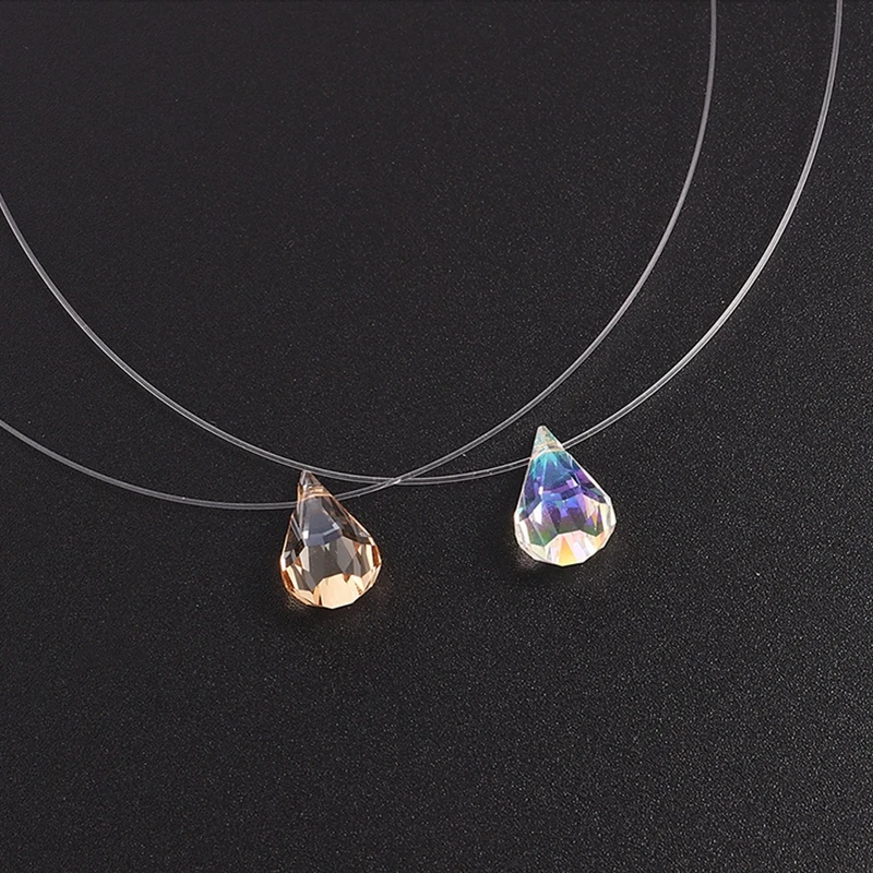 Женское Ожерелье SHDEDE из невидимой лески простой чокер с каплями слез прозрачная